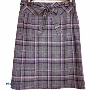 H&M Plaid Purple Gray Pencil Skirt Size 6